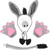 Mikovivi Costume da Asino, Divertente Costume da Asino con Orecchie Fascia Papillon Naso Coda Guanti per Halloween Natale e Cosplay