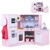 RELAX4LIFE Cucina Giocattolo per Bambini, Cucina Lussuosa in Legno con Effetti Luminosi e Sonori, Forno, Microonde, Macchina del Ghiaccio Lavastoviglie e Lavagna, Regalo per Bambini 3+ Anni (Rosa)