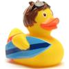 Duckshop Anatra da bagno surfer Boy I papera, lunghezza: 8 cm, con portachiavi incluso nel set