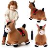 Sun Baby Animale gonfiabile che salta, giocattolo di 1 anno, saltarello per bambini, design ergonomico, cavallo giocattolo, pompa manuale inclusa (Cavallo marrone)