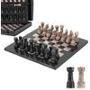 MARBLE RANGE Set di scacchi in marmo per adulti, 25,4 cm, fatto a mano, nero e oceanico, con 32 pezzi di scacchi, 2 regine extra e scatola portaoggetti, gioco da viaggio di lusso, elegante per la decorazione della