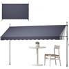 VEVOR Tenda da Sole Retrattile Manuale Misure 400 cm per Esterni, Copertura Parasole Protettiva, Colore Grigio Scuro, Altezza Regolabile, con Manovella, per Cortili Giardini Verande Ristoranti Bar