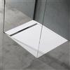 Doporro Piatto Doccia 90x100x4 cm con Piletta, Piatto Doccia Geoma04 in Pietra Artificiale Bianco incl. Piletta di Scarico, Forma: Rettangolare