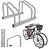 Froadp Supporto per 2 biciclette, supporto multiplo per pneumatici da 30 - 65 mm, in acciaio galvanizzato, supporto per bicicletta a pavimento e a parete, colore argento