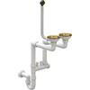 Granitan Scarico Lavandino Cucina - Sifone Lavandino - Sifone Lavello Cucina con Attacco per Lavastoviglie - Scarichi 115 mm (3 1/2) - Scarico per 2 vasche - Bianco/Oro - Classico - Granitan