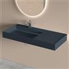 doporro Lavabo Bagno Sospeso 100 cm Rettangolare in Resina Antracite Opaco con Vasca Integrata a Sinistra e Piletta Inclusa - Colossum630