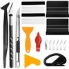 Fourindo Set di 12 spatole per pellicola, set di attrezzi con taglierino, coltello a 5 lame, spatola in plastica, coltello a estrazione e coltelli di copertura per pellicole adesive per finestrini