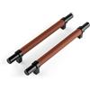Brute Strength - Maniglie per mobili - Acciaio e cuoio pieno fiore - Nero e marrone - 12 Pezzi - 200 mm - 160 mm - Maniglia per armadi, maniglia per porte per cucina, bagno, armadi