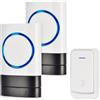 KEWUZY Campanelli Wireless, KEWUZY Campanello Senza Fili da Esterno IP44, 52 Suonerie, 5 Volumi Selezionabili, Wireless Doorbell con Raggio d'Azione 400M, Indicatore LED, Porta Campanello (Bianco2+1)