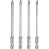 QUARKZMAN 4Pz #2 Punte Cacciavite Phillips PH2 1/4 Gambo Esagonale 4 (100mm) Lungo 4.5mm Asta Punta Trapano a Croce Magnetiche acciaio S2 Inserti per Avvitatore Industriale, Grigio