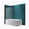 Mai & Mai Mai&Mai - Paralume per vasca da bagno, trasparente, 130 x 140 cm, 3 tapparelle per doccia, in vetro ESG con rivestimento Nano, Easy Clean C116L