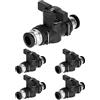 QWORK® 5 pezzi Connettore pneumatico valvola pneumatico, attacco rapido aria compressa per il collegamento rapido di tubi pneumatici (Ø8mm)