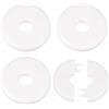 QUARKZMAN 4 Pezzi Flangia A Parete Divisibile 11mm/0.4 Piastre Di Copertura Idrauliche Autoadesive ABS Plastica Piastra Scutello Rotonda Design A Fermaglio Per Tubi Bianco