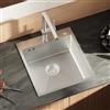 CECIPA 44x49 cm Lavello Cucina 1 Vasca in Acciaio Inox con Foro, Lavandino Cucina 1 Vasca per Mobile da 45cm, Lavello da Incasso o Banco con Sifone e Scarico
