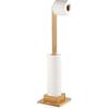 ecooe Bamboo Freestanding Toilet Paper Holder Porta rotolo di stoccaggio Ideale per 5 rotoli di carta igienica Stand e organizer 2 in 1 Risparmio di spazio senza perforazione 72 cm