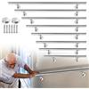LARS360 Corrimano in acciaio inox, 100 cm, esterno interno da parete, parapetto, ringhiera per scale, Ø 40 mm, con supporto a parete e tappi terminali (100 cm, argento)