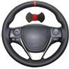 Shining wheat - Coprivolante in pelle artificiale nera con cuciture a mano per Toyota RAV4 2013-2019 / Corolla 2014-2019 / Corolla iM (US) 2017-2018 / Auris 2013-2016 (filo rosso)