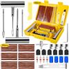 NLMWTI Kit Riparazione Pneumatici Auto Moto 58pcs, Kit Riparazione Gomme Moto, Kit Foratura Auto, Valido per Tutti i Tipi di Pneumatici per Auto, Moto, Camion, Trattore, Camper