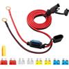 TUNOTYUE 1m 12AWG 12V 24V Cavo Connettore SAE, SAE ad Anello Terminale Imbracatura, con 10A 15A 20A 25A Fusibile, per Moto, Trattori, Auto.