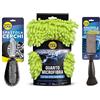 HappyCar Kit Pulizia Auto 3 Pezzi con Guanto in Microfibra Extra Performance, Spazzola per Cerchi e Pennello per Cruscotto e Finiture per Rimuovere Sporco e Polvere nei Punti più Difficili