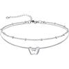 U7 Bracciale Cavigliera Donna con Ciondolo Iniziale W Personalizzato in Acciaio Inossidabile, Cavigliera Doppio Strato con Lettera A colore Argento, Gioielli per Estiva e Vacanze