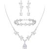 Clearine Set di gioielli da sposa con zirconi, motivo a goccia, marquise, orecchini e bracciale tennis, per donna, colore argento chiaro, Zirconia cubica, cubica