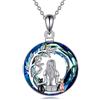 YFN Collana con gatto in argento Sterling, gioielli per donne e ragazze adolescenti, gatto, abalone/turchese/cristallo/malachite, idea regalo per gli amanti dei gatti