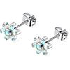 arvinpiercing Orecchini a bottone in titanio opale per donne ragazze, orecchini a bottone in opale blu pacifico senza nichel anallergico a fiore labret per orecchie sensibili (2 pezzi) (Opal 17)