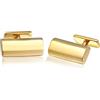 Kuzzoi Gemelli da uomo a forma rettangolare in vero oro giallo 375 placcato oro giallo per camicia, elegante regalo da uomo per matrimonio e compleanno, Oro