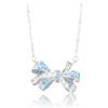 RIZILIA Collana con ciondolo a fiocco con zirconi placcati in oro bianco 18 carati, eleganti gioielli con pietre preziose CZ con acquamarina simulata e taglio a diamante per le donne, regalo di