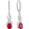 YL Orecchini a nodo in argento Sterling 925 con 12 pietre portafortuna, con zirconi, idea regalo per donna, mamma, fidanzata, Argento, Rubino