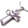 Rizilia Croce Pendente con 18 Catena & Trapezoid Taglio Quadrato CZ [Simulata Tanzanite] in Placcato in Oro Bianco, Semplice Ed Elegante Moderno