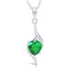 Planetys - Collana da donna in oro bianco 375/1000 smeraldo naturale taglio cuore e diamante, Oro, Smeraldo Diamante