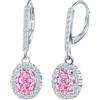 CONILOK Orecchini Pendenti da Donna con Zirconi- Orecchini Aureola Ovale in Argento 925 Ipoallergenico, Orecchini a Ciondolo Rosa Moda e Scintillanti, Gioielli Eleganti da Regalo per Lei