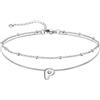 U7 Bracciale Cavigliera Donna con Ciondolo Iniziale P Personalizzato in Acciaio Inossidabile, Cavigliera Doppio Strato con Lettera A colore Argento, Gioielli per Estiva e Vacanze