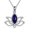YFN Collana da donna in argento Sterling con ciondolo a forma di fiore di loto, gioiello regalo per donne e ragazze, Medio, Argento sterling, Non pietra preziosa