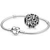 Pandora, Braccialetto in Argento con Cuore e Chiusura a Molla Aragosta, Charm 'Apri il Tuo Cuore', Argento, Cod. 590719-23 + 790964