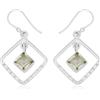 Silver Palace Orecchini pendenti in argento Sterling 925 con ametista verde, forma quadrata a diamante, design a gancio, piccolo, argento Sterling ametista verde, ametista verde, Small, Argento Sterling ametista