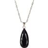 Rizilia Gioielli in RIZILIA 18K oro bianco placcato Teardrop Black Onyx collana di pendente a scorrimento in pietra del gemma con (lunghezza 48cm / 18inch) Catena di pendenza [sacchetto di gioielli liberi]