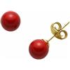 gioiellitaly Orecchini a Lobo Donna con Corallo Rosso naturale Sfera 4mm - Argento 925 dorato Chiusura a Perno e Farfallina gioiello artigianale donna ragazza elegante