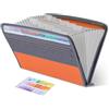 Fun storage Archiviatore a fisarmonica con cerniera, 13 tasche, 5 colori, organizer per documenti a fisarmonica con cerniera, con linguette, formato A4, organizer per raccoglitori di documenti, arancione