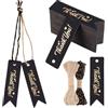 CRAFTYMELODY 100 etichette di ringraziamento in carta nera di ringraziamento, con lacci, etichette di carta da appendere, squisite etichette regalo per etichette artigianali