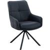 Hela Tische, Faro, 1 sedia girevole con braccioli, girevole a 360°, tessuto nero, seduta imbottita, rivestimento interno in vera pelle, portata 120 kg
