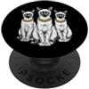 Cool 3 Hip Hop Trio Street Gold Chain Fu Siamese Cat Rap Old School Retro Streetwear 80s 90s Tre PopSockets PopGrip Adesivo