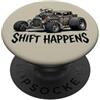 Jeff Hobrath Shift Happens - Canna da topo vintage con design di auto PopSockets PopGrip Adesivo