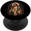 Holy Art Gesù Cristo Sacro Icona Con Stelle E Fiori Art Design PopSockets PopGrip Adesivo