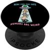 Magliette e regali di InGENIUS Alien Abd Gatti divertenti UFO Alien Meme Qui per gli amanti dei gatti PopSockets PopGrip Adesivo