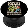 Coffee Engineer Humor Il cervello dell'ingegnere alimentato dall'ingegnere del caffè PopSockets PopGrip Adesivo