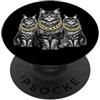 Cool 3 Hip Hop Trio Street Gold Chain Fu Maine Coon Cat Rap Old School Retro Streetwear anni '80 '90 Tre PopSockets PopGrip Adesivo