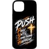 FaithDriven Expressions Custodia per iPhone 15 Plus Push dinamico Pregare fino a quando qualcosa accade Brush Cross
